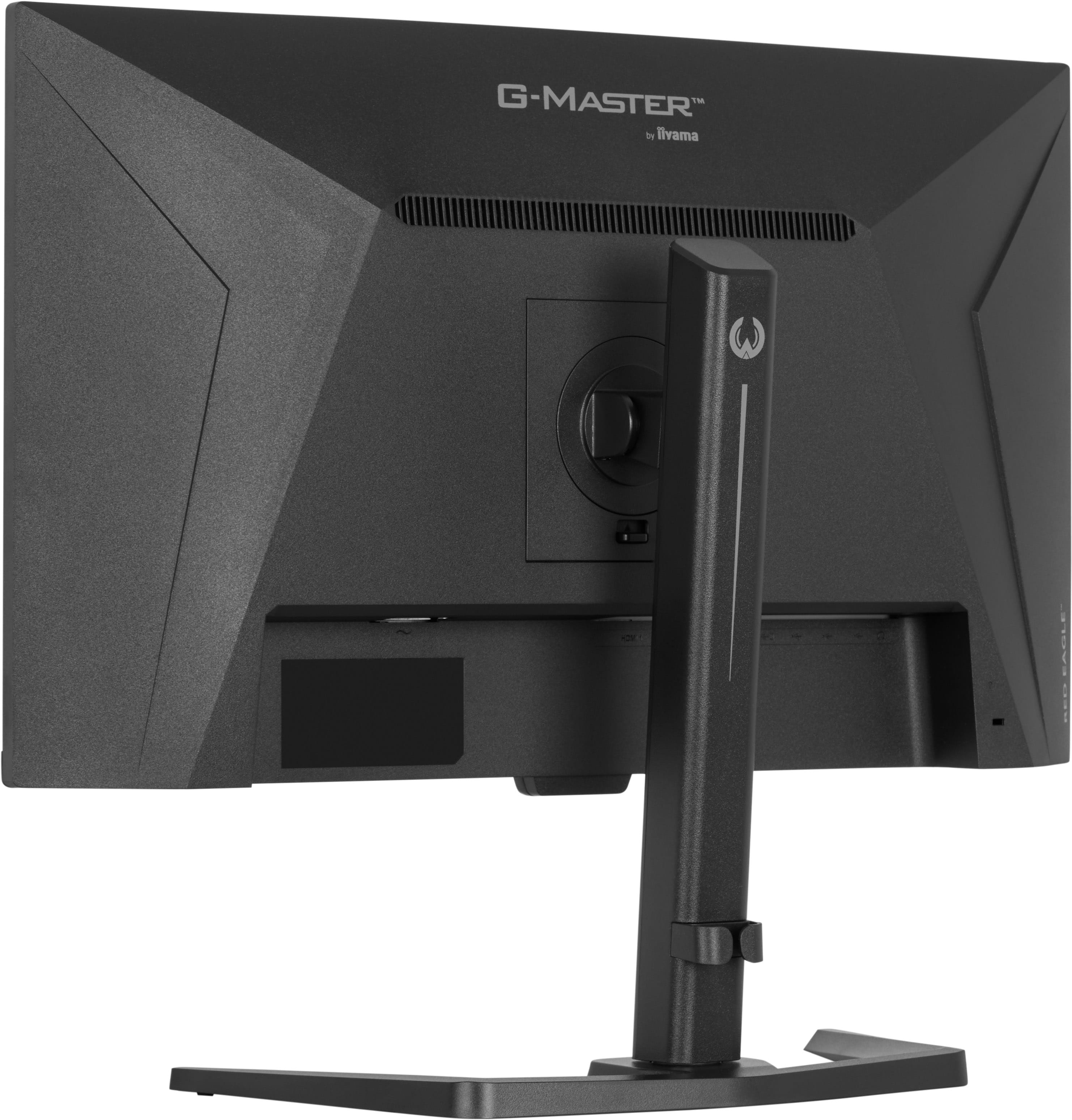 Widok z tyłu czarnego monitora komputerowego G-Master z podstawą i logo.