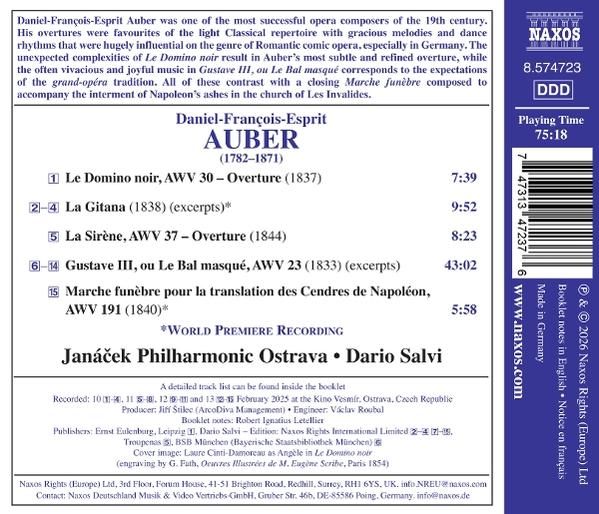 CD-Rückseite mit Werkliste und Informationen zu Daniel-François-Esprit Auber.