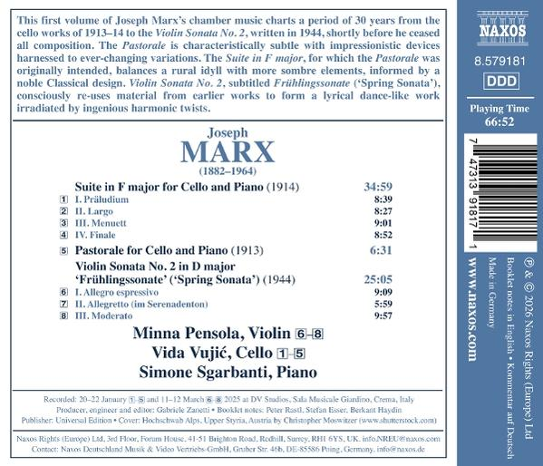 Rückseite einer CD-Hülle mit Werkliste, Künstlernamen und Produktionsdetails.