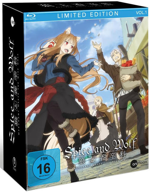 Anime-Box 'Spice and Wolf' Vol.1 Limited Edition mit Charakteren auf einer Straße.