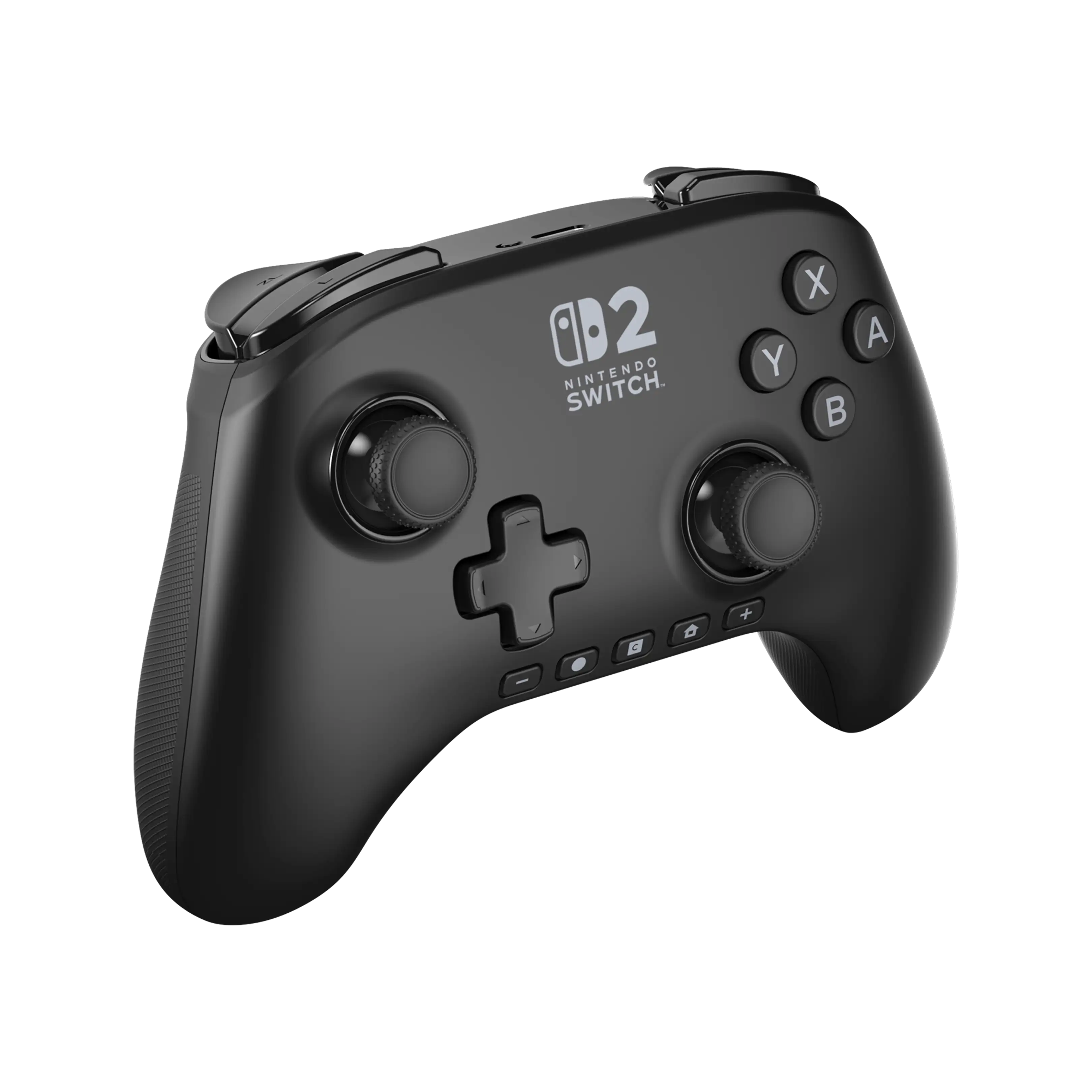 Czarny kontroler Nintendo Switch 2 z przyciskami i joystickami.