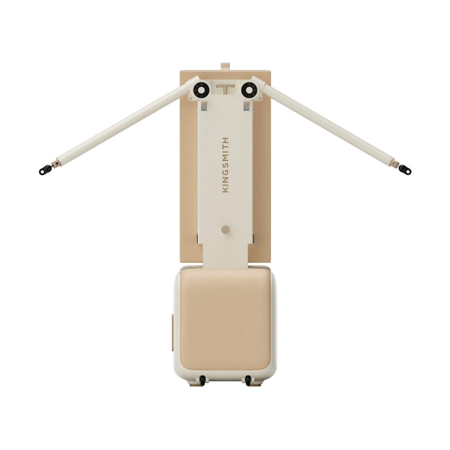 Torre da tapis roulant beige con manubri pieghevoli e logo "KINGSMITH".