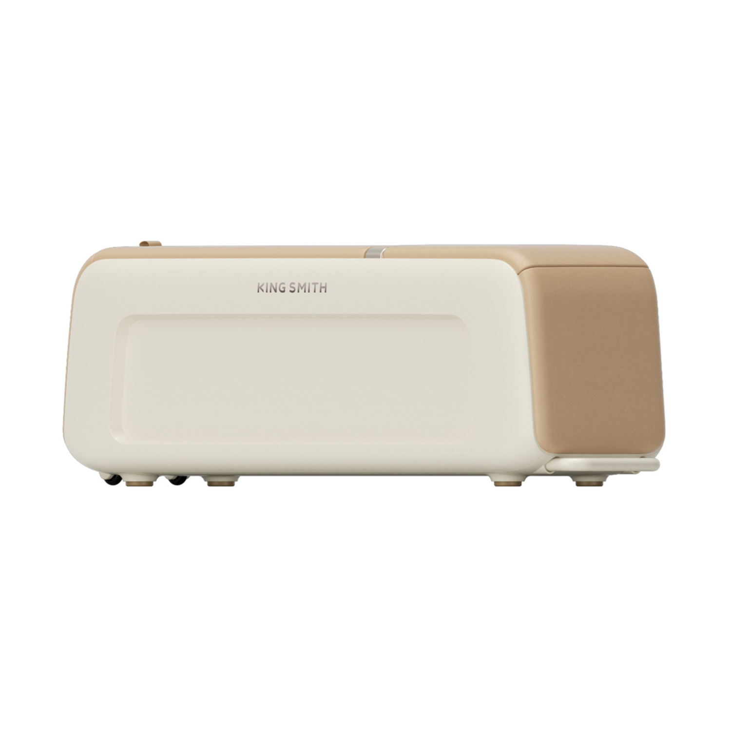Un purificatore d'aria KING SMITH color crema e marrone su sfondo bianco.