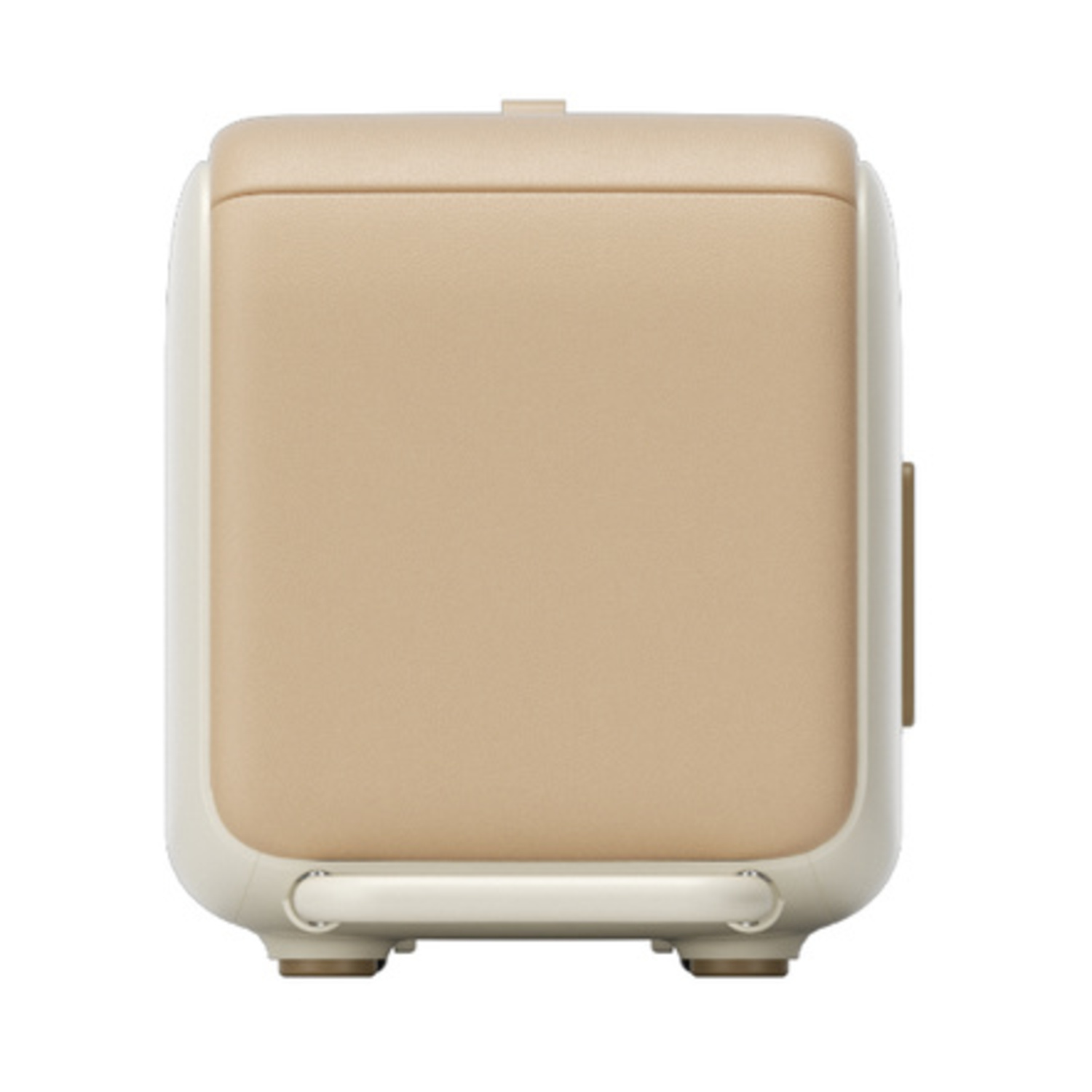 Un piccolo frigorifero compatto, color crema e beige.