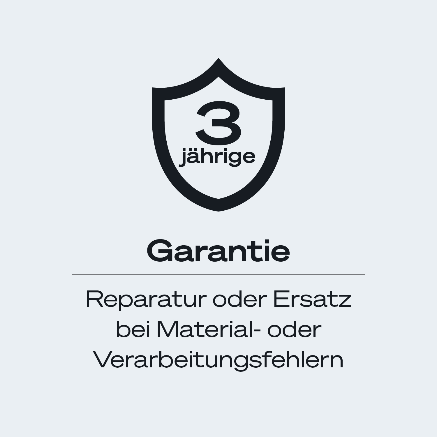 Garantie 3 ans : Réparation ou remplacement pour défauts de matériaux ou de fabrication.