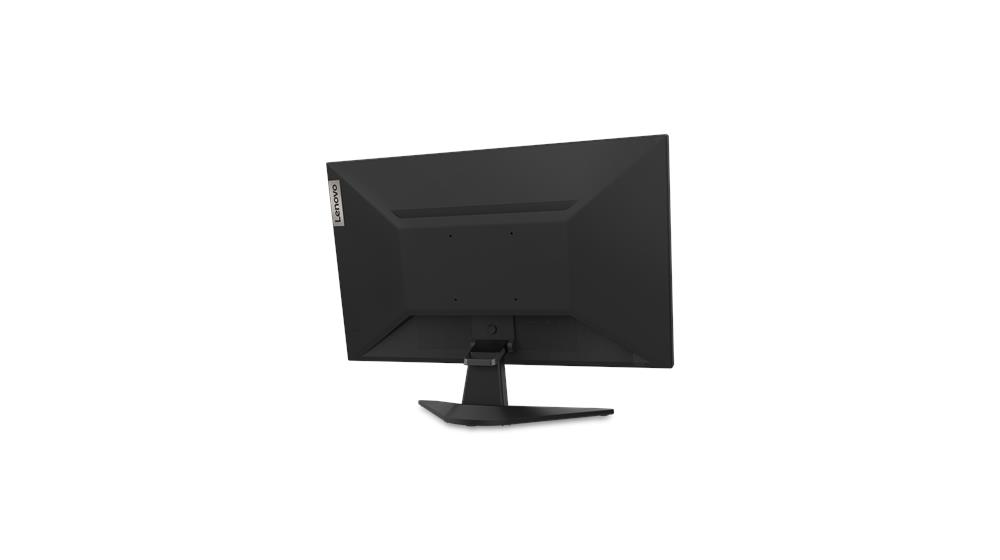 Widok z tyłu czarnego monitora Lenovo z wąską podstawą.
