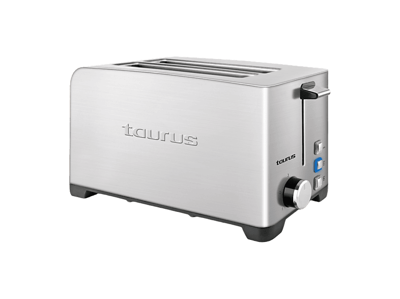 Taurus MyToast Legend Duplo, 1400W, 2 Ranuras extra largas, 3 Funciones: descongelar, recalentar y cancelar, Inox