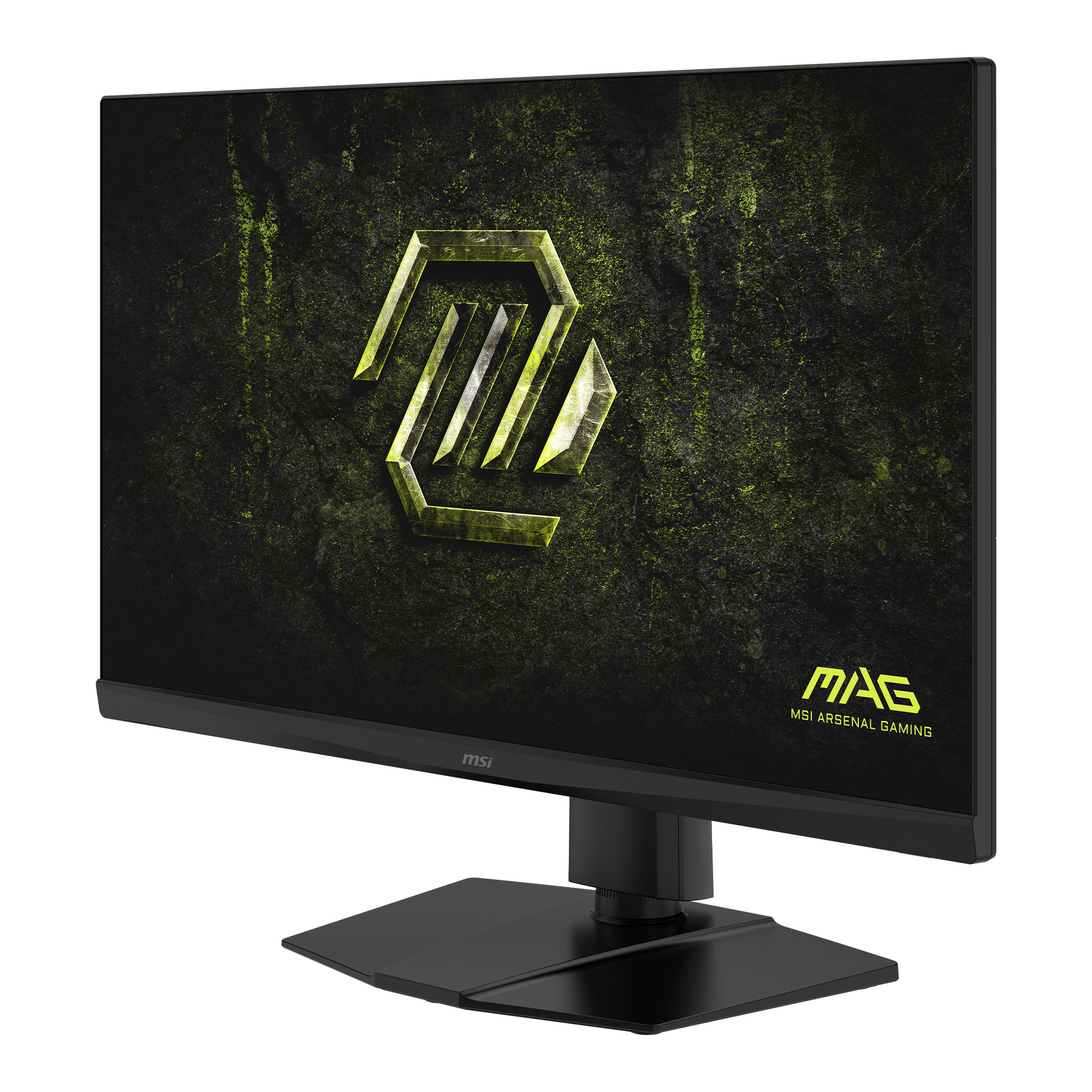 Ein schwarzer Gaming-Monitor mit grünem Logo und Text auf dem Bildschirm.