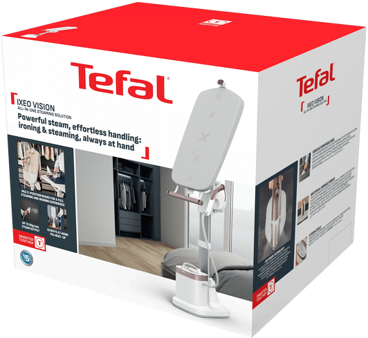 Tefal IXEO VISION Dampfbügeleisen mit Bügelbrett in einem eleganten Design.