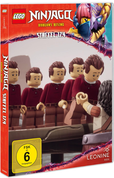 Lego Ninjago Dragons Rising Staffel 17.4 DVD-Cover mit Figuren und FSK-Siegel.