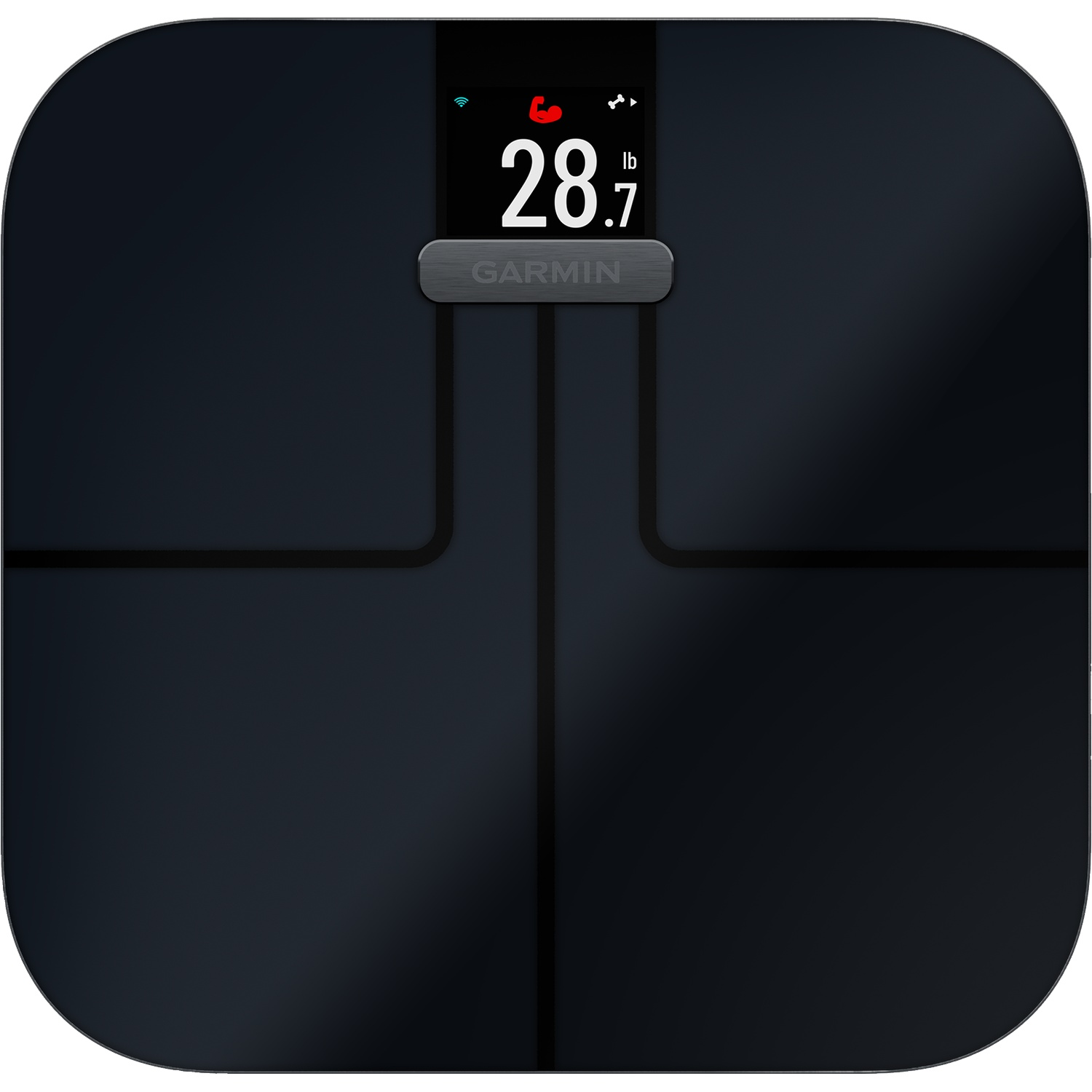 A black digital scale with a display showing 28.7 lbs.