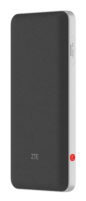 Czarny mobilny hotspot ZTE 5G z przyciskiem SIM/Reset.