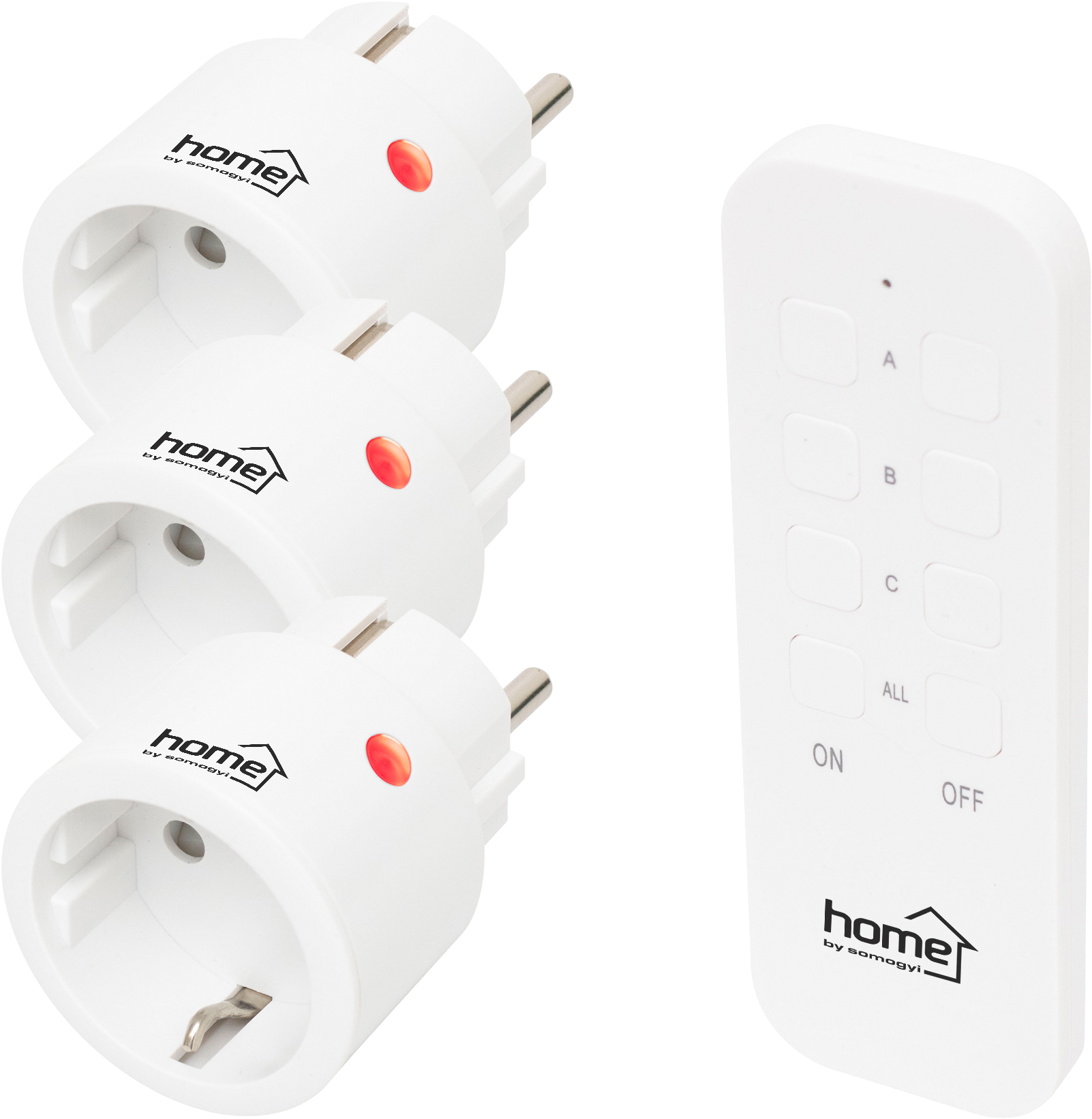 HOME TH2313 távirányítható mini hálózati aljzat szett, 2300 W, 3 aljzat, 1 távirányító