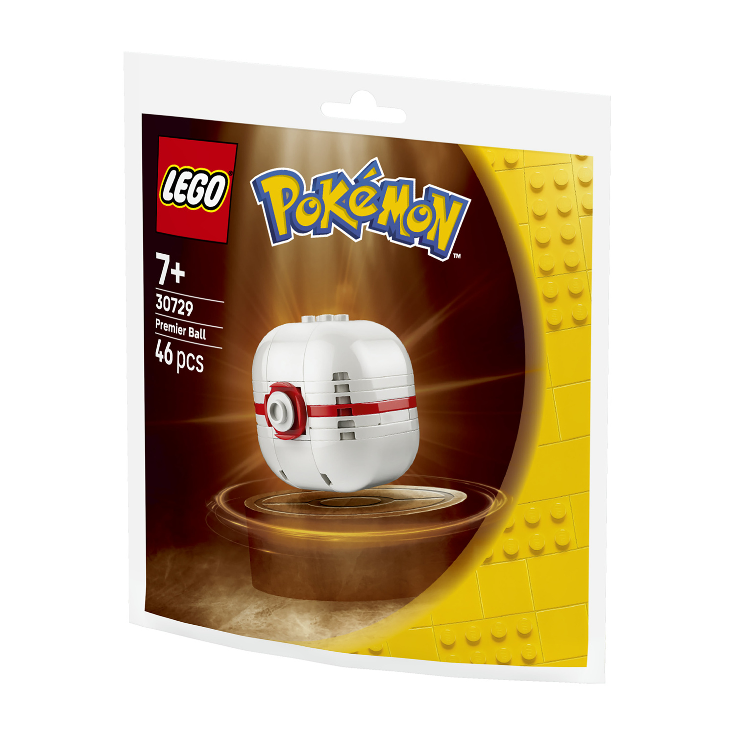 Confezione del set LEGO Pokémon Premier Ball con Poké Ball bianca a strisce rosse.