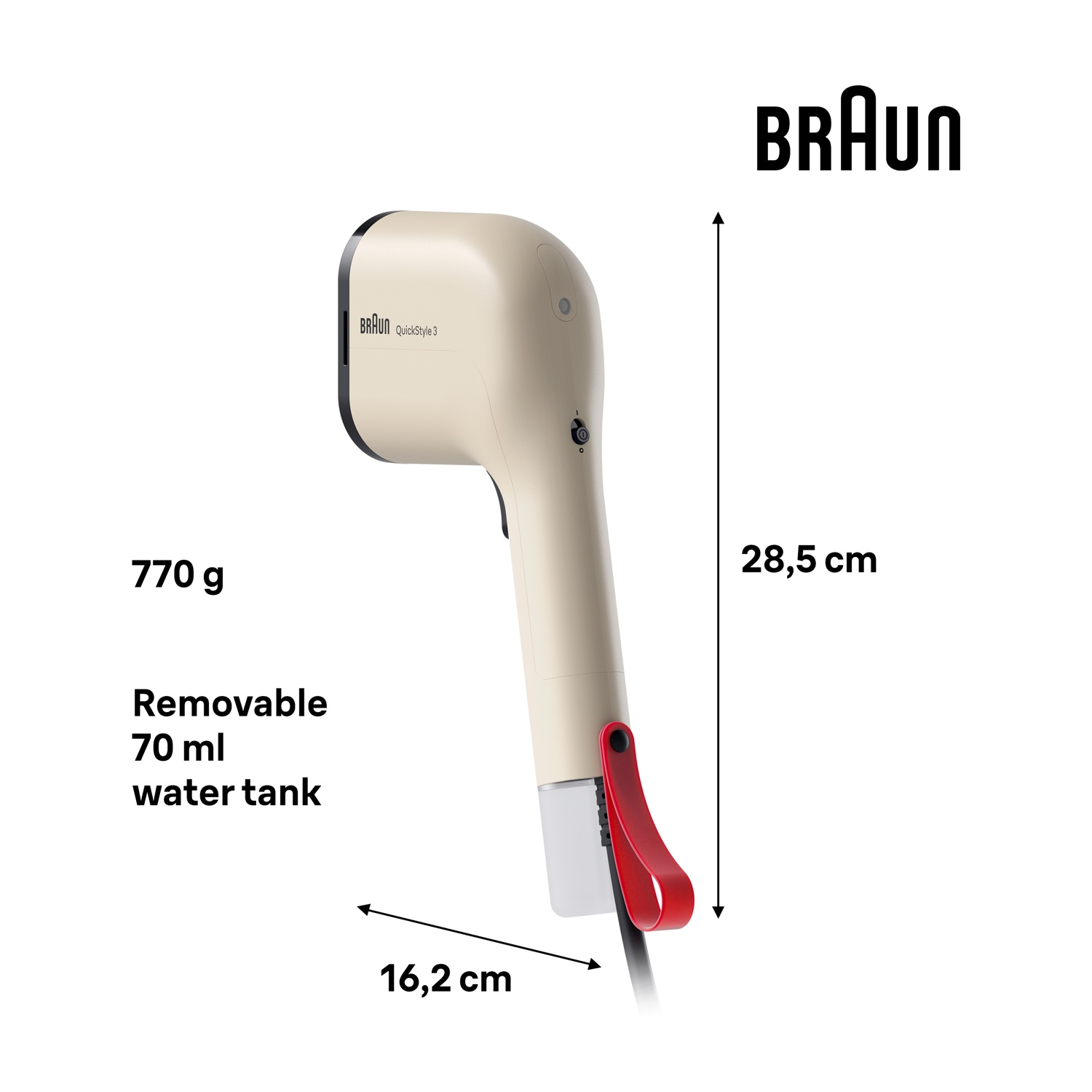 Styling Braun beige, 770g, 28.5cm altezza, 16.2cm larghezza.