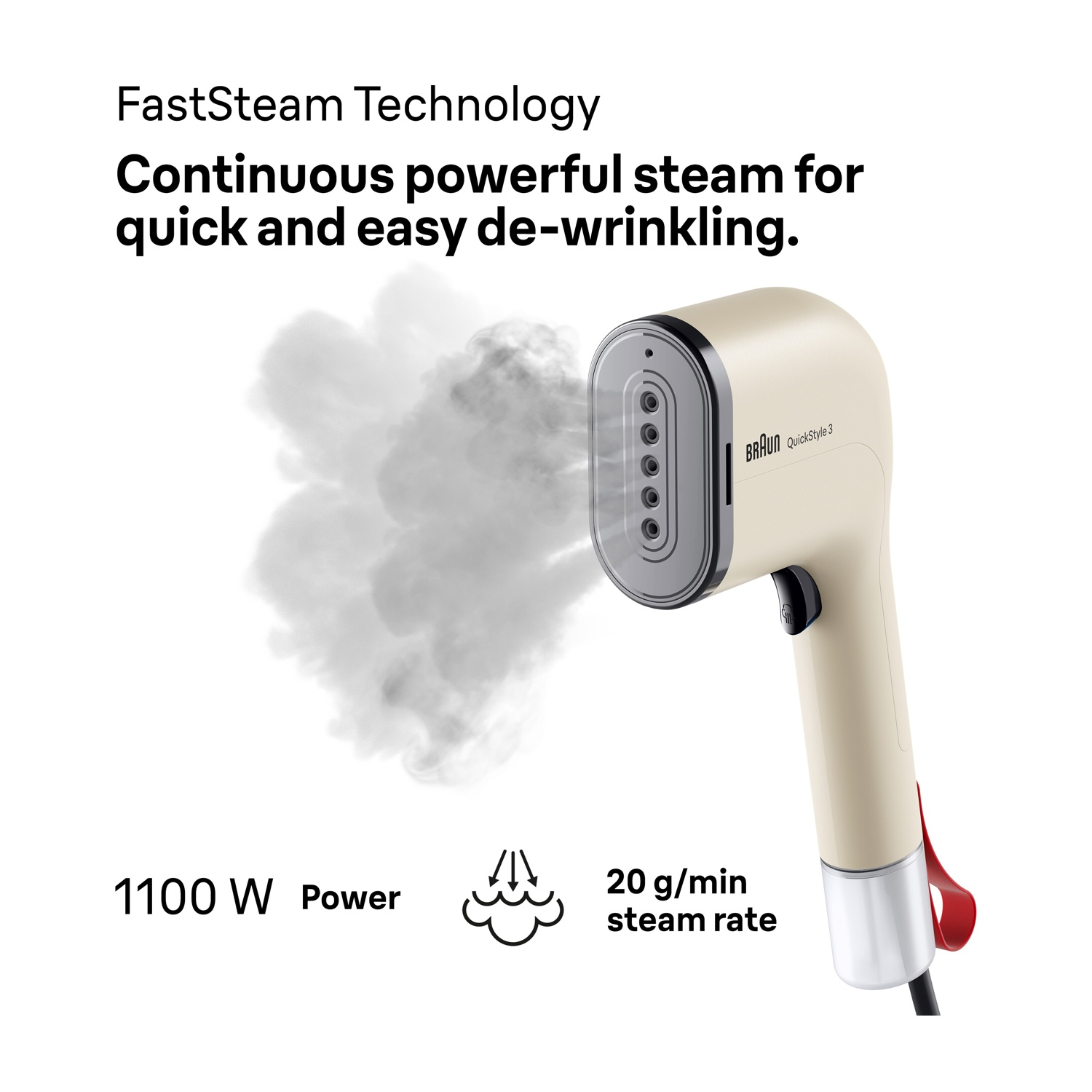 Vaporizzatore portatile beige, 1100W, 20g/min di vapore.