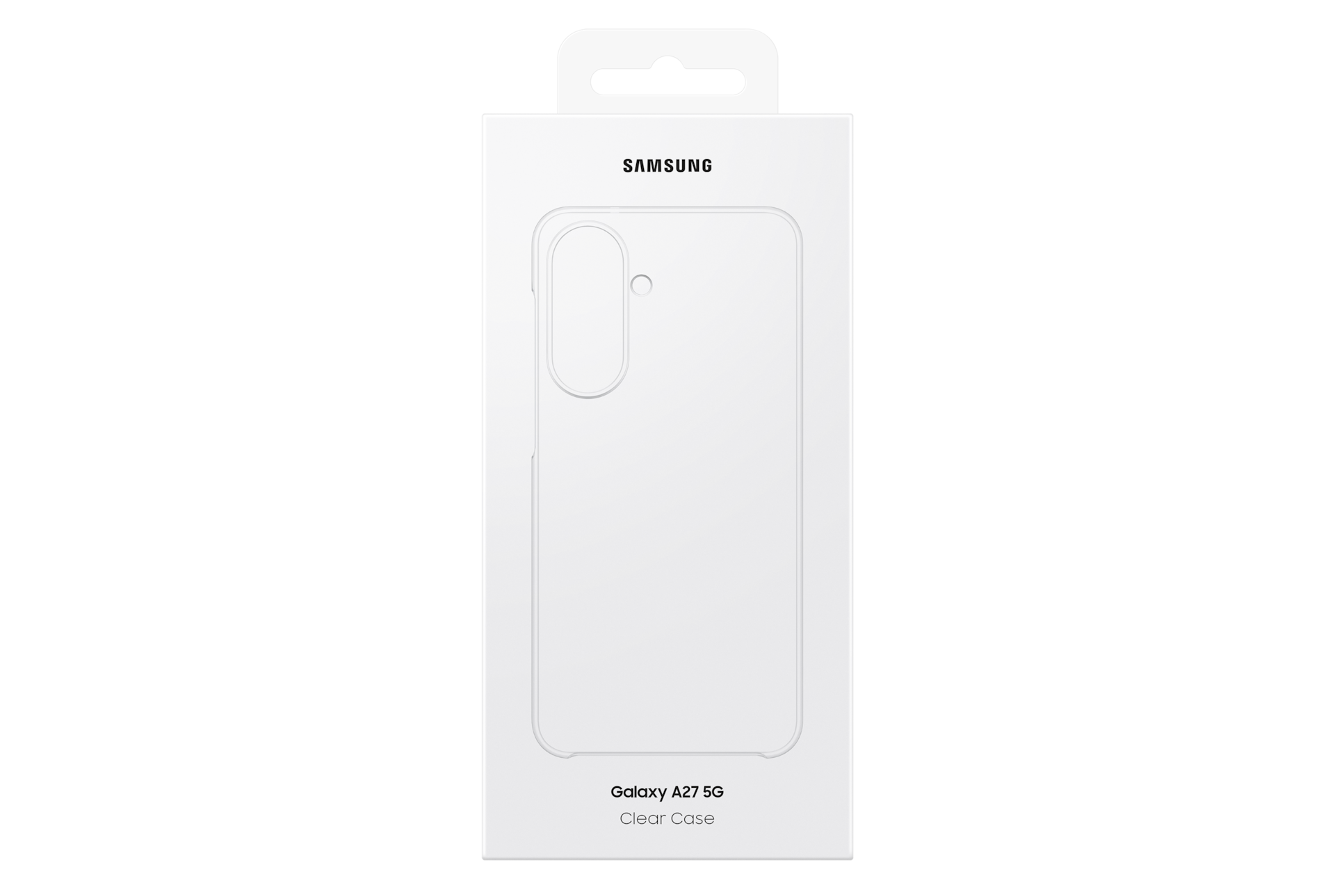 Weiße Samsung Galaxy A27 5G Hülle auf weißem Hintergrund.