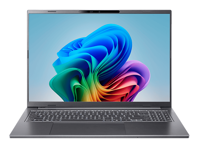 ACER Aspire 16 AI A16-11M-X5MA, Notebook, mit Display, Qualcomm® Snapdragon™ X Prozessor (30 MB Cache, bis zu 3.0 GHz), GB RAM, 512 SSD, Qualcomm Adreno™ Onboard Graphics, Steel Gray , Windows 11 Home