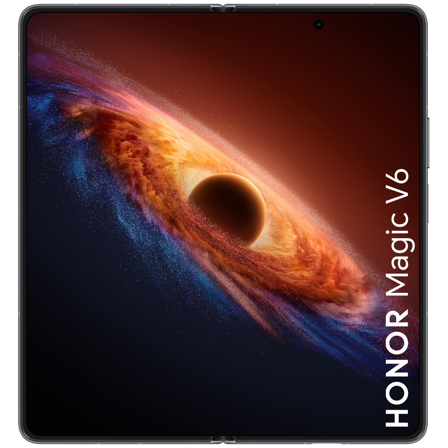 Honor Magic V6 phone with a cosmic wallpaper.