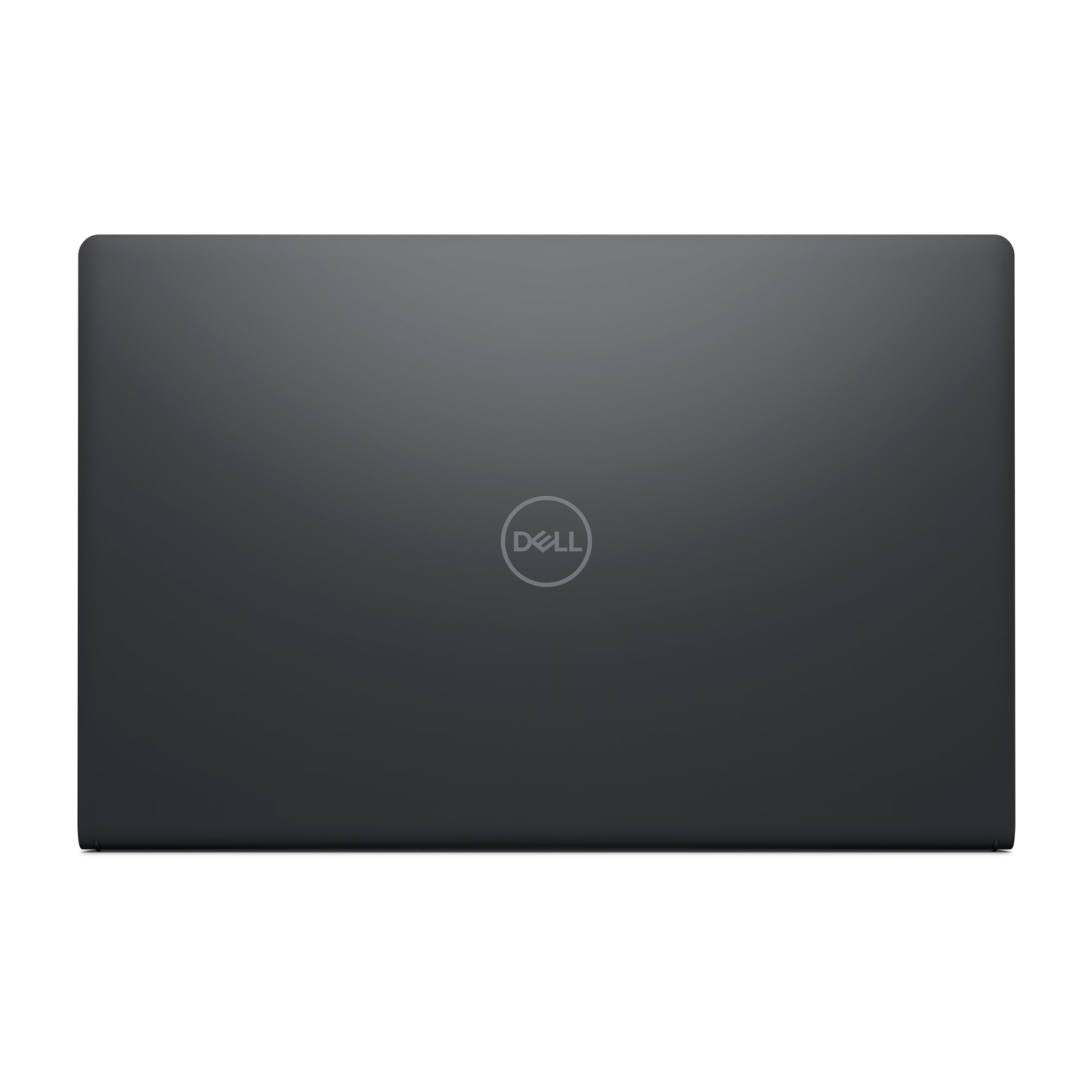 Laptop Dell nero chiuso con logo al centro.