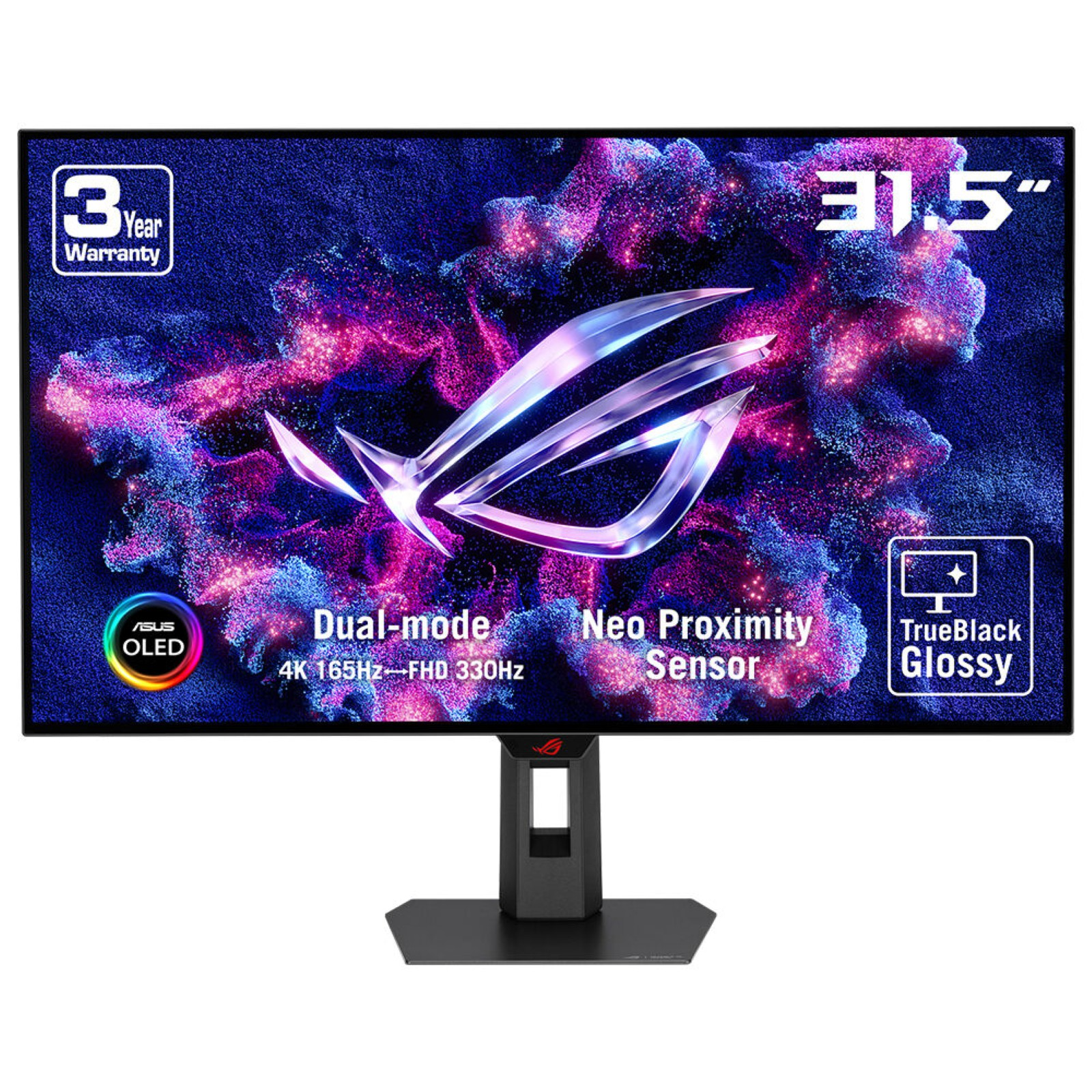 Monitor ASUS OLED 31,5" z 3-letnią gwarancją, dual-mode, czujnik Neo Proximity.
