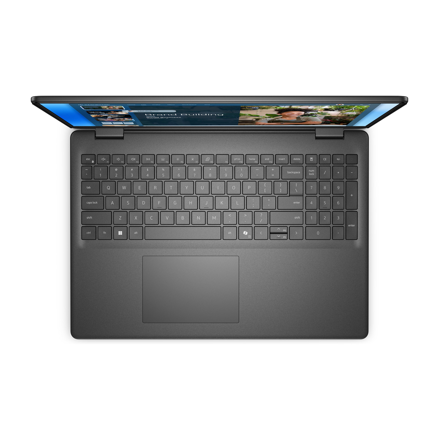 Un laptop scuro con lo schermo aperto, che mostra una pagina web.