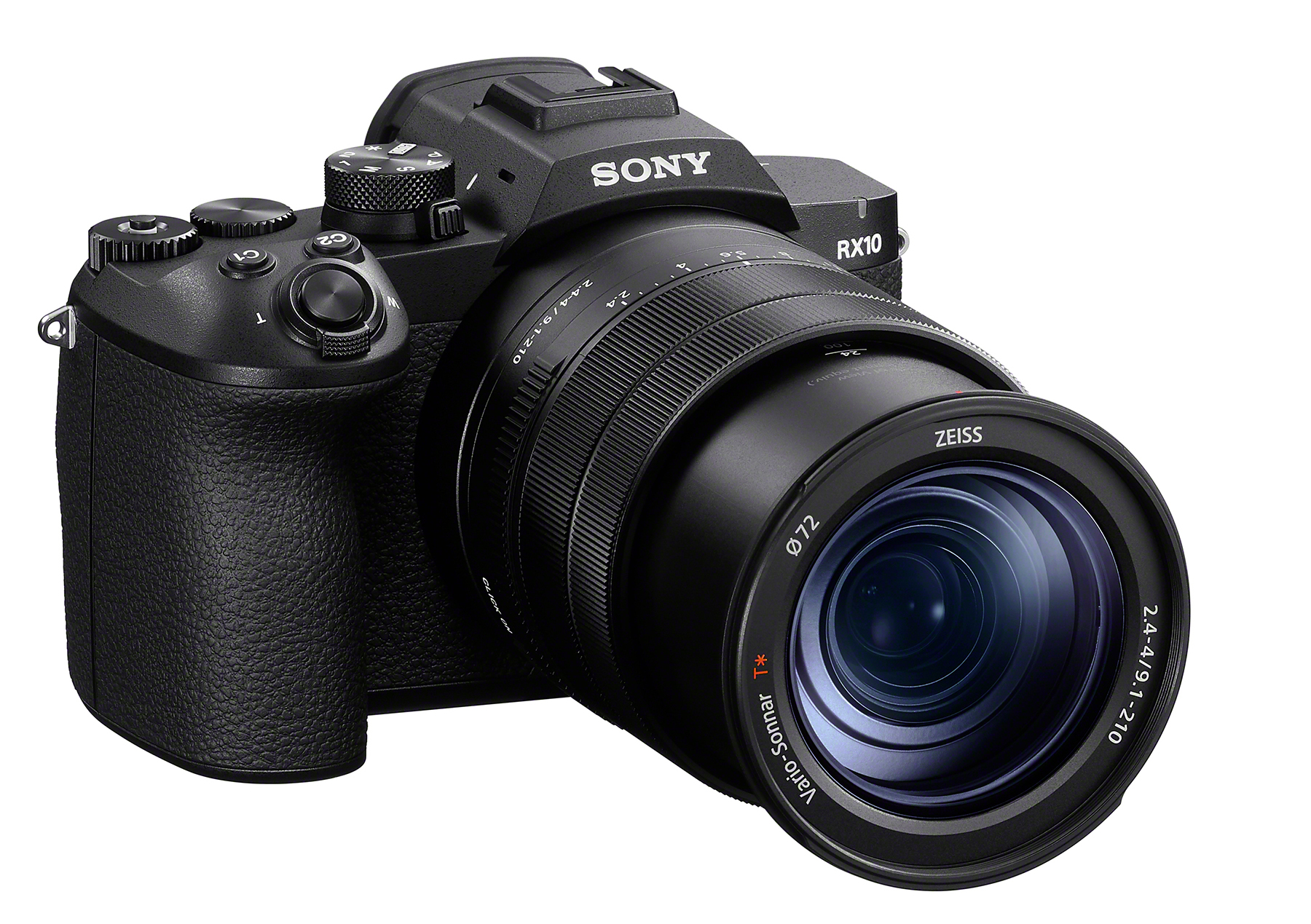Czarny aparat Sony RX10 z obiektywem Zeiss Vario-Sonnar.