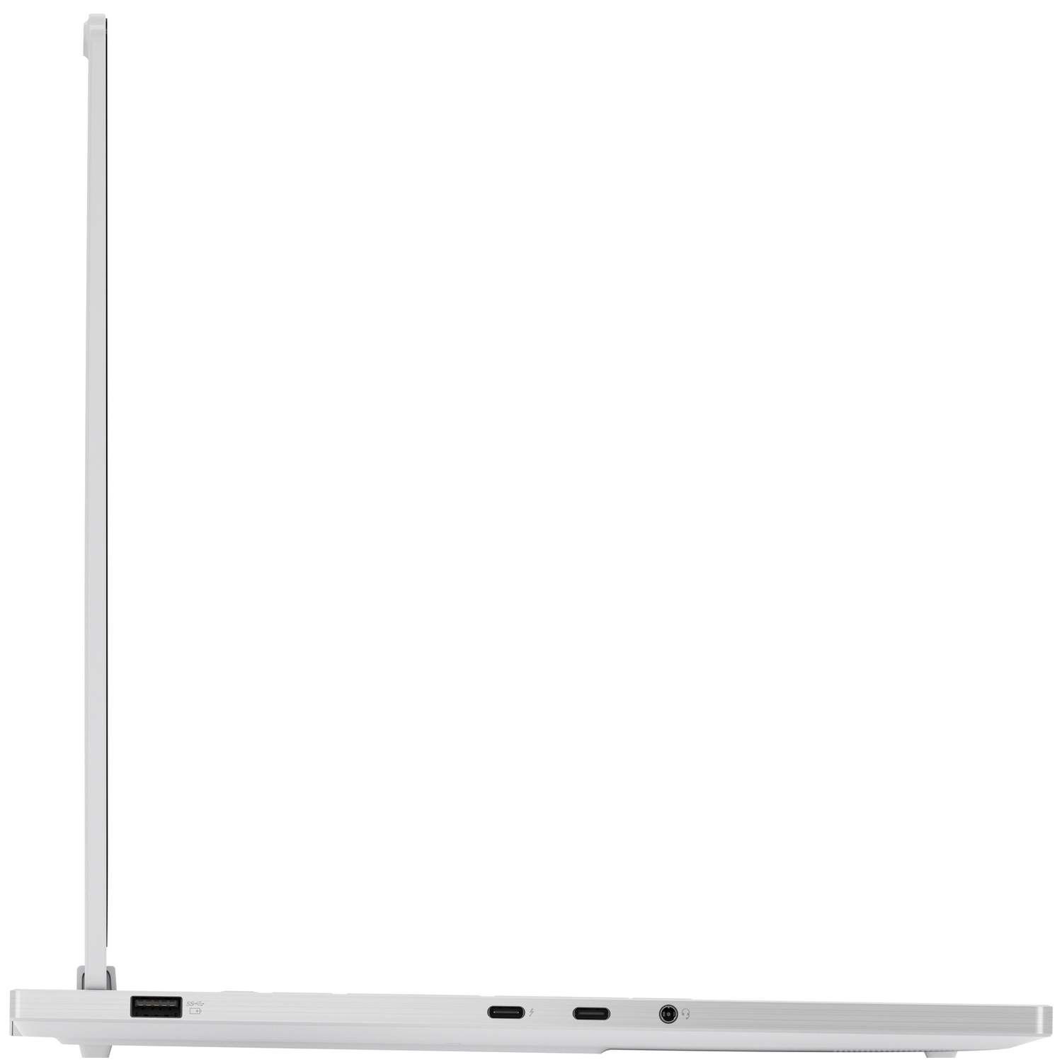 Wit laptop toetsenbord met USB-A, USB-C en koptelefoonaansluiting.