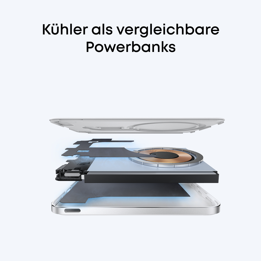 Explodierte Ansicht eines Kühlers mit Spule und internen Komponenten.