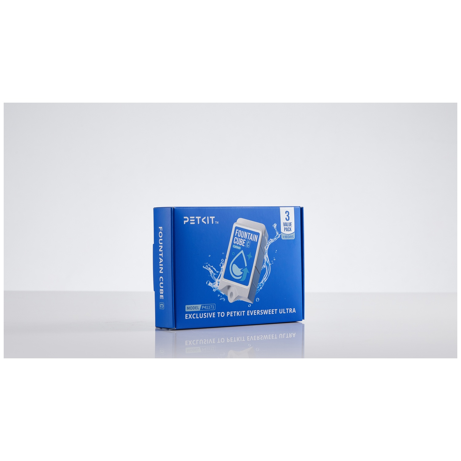 Blue PETKIT Fountain Cube C box with 3 filters value pack.