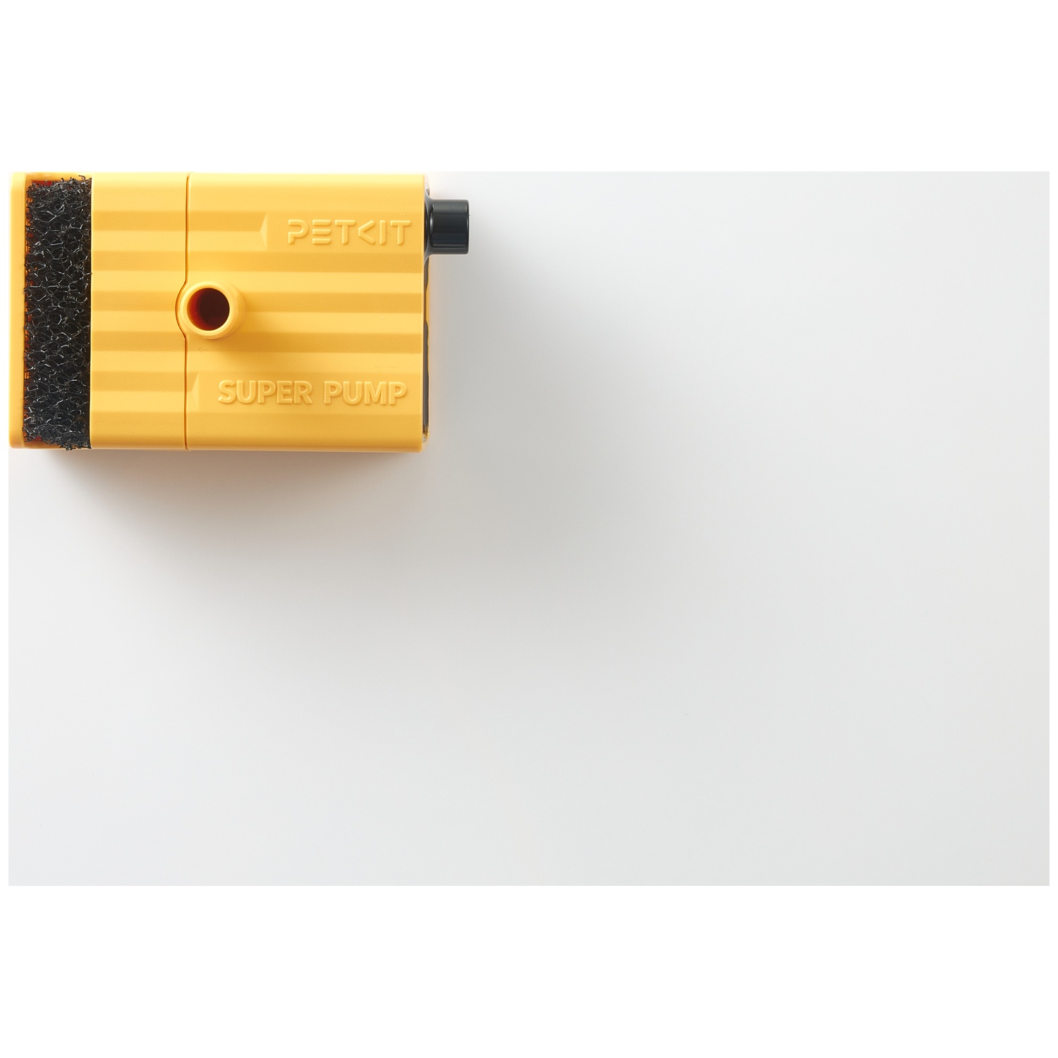 A yellow PETKIT Super Pump with a black filter on a white background.