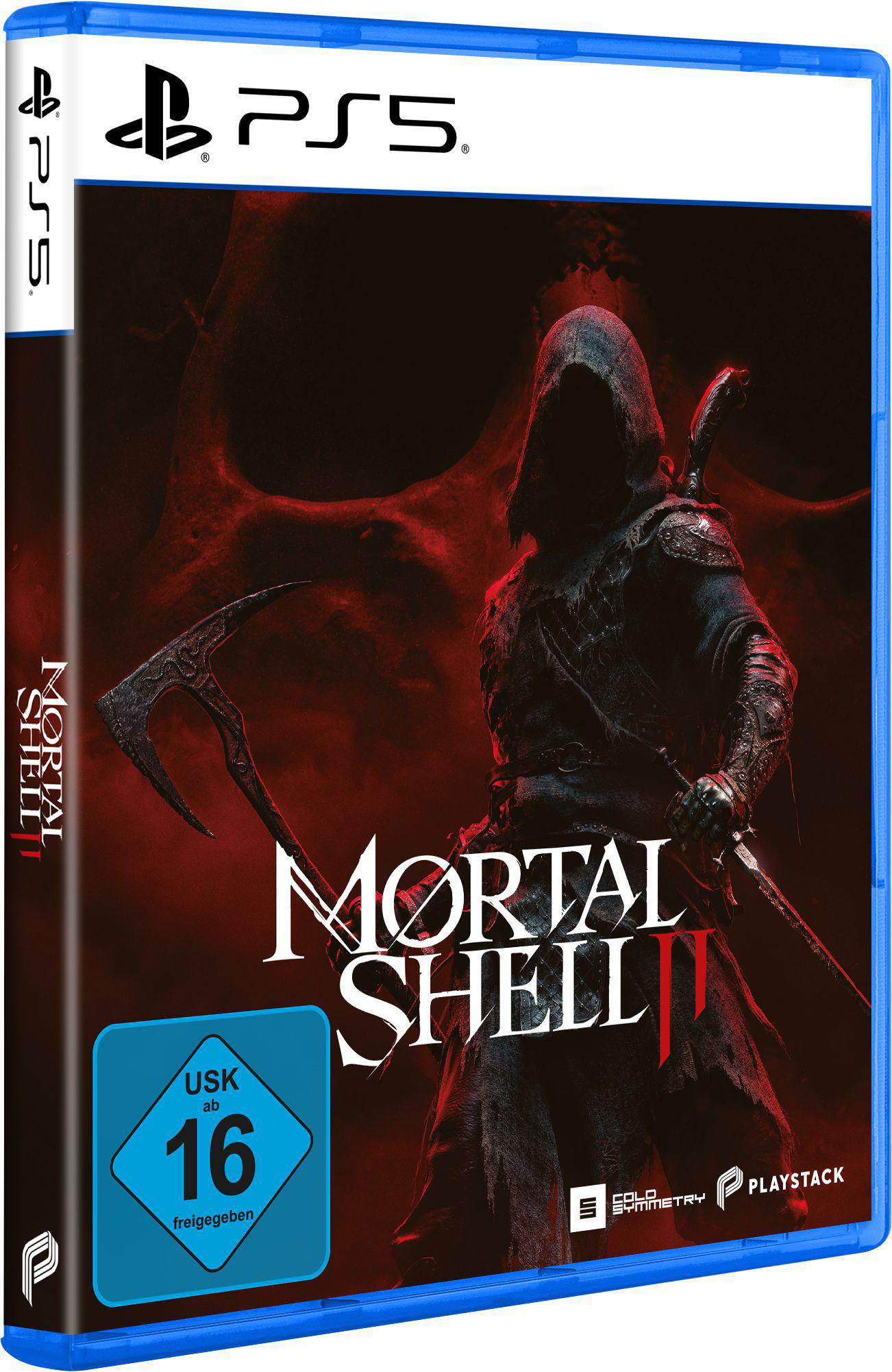 Die Hülle eines PS5-Spiels mit einem Krieger im Kapuzenmantel und einer Axt.