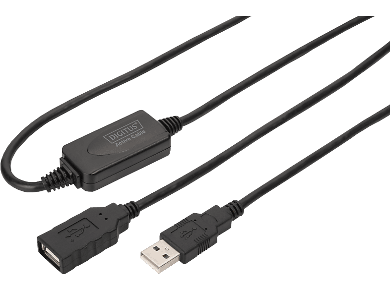 DIGITUS Aktives USB 2.0 Verlängerungskabel, 15 m, Schwarz