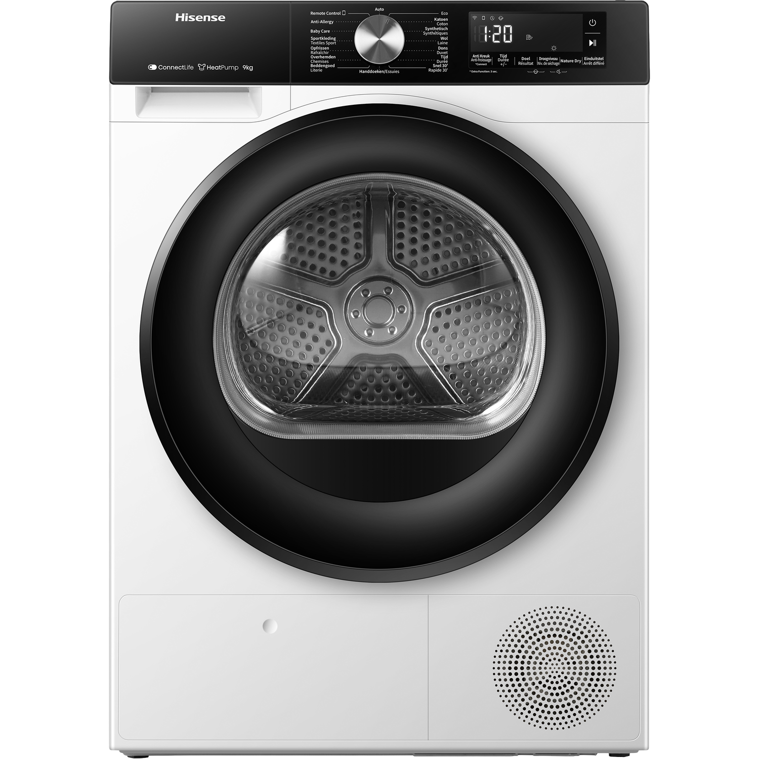 HISENSE DH3S902BWCC - Warmtepompdroger - 9 kg - 63 dB - Energielabel C