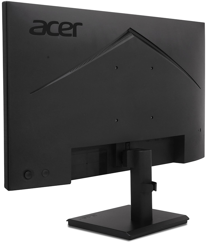 Fekete Acer monitor hátulja állvánnyal és portokkal.