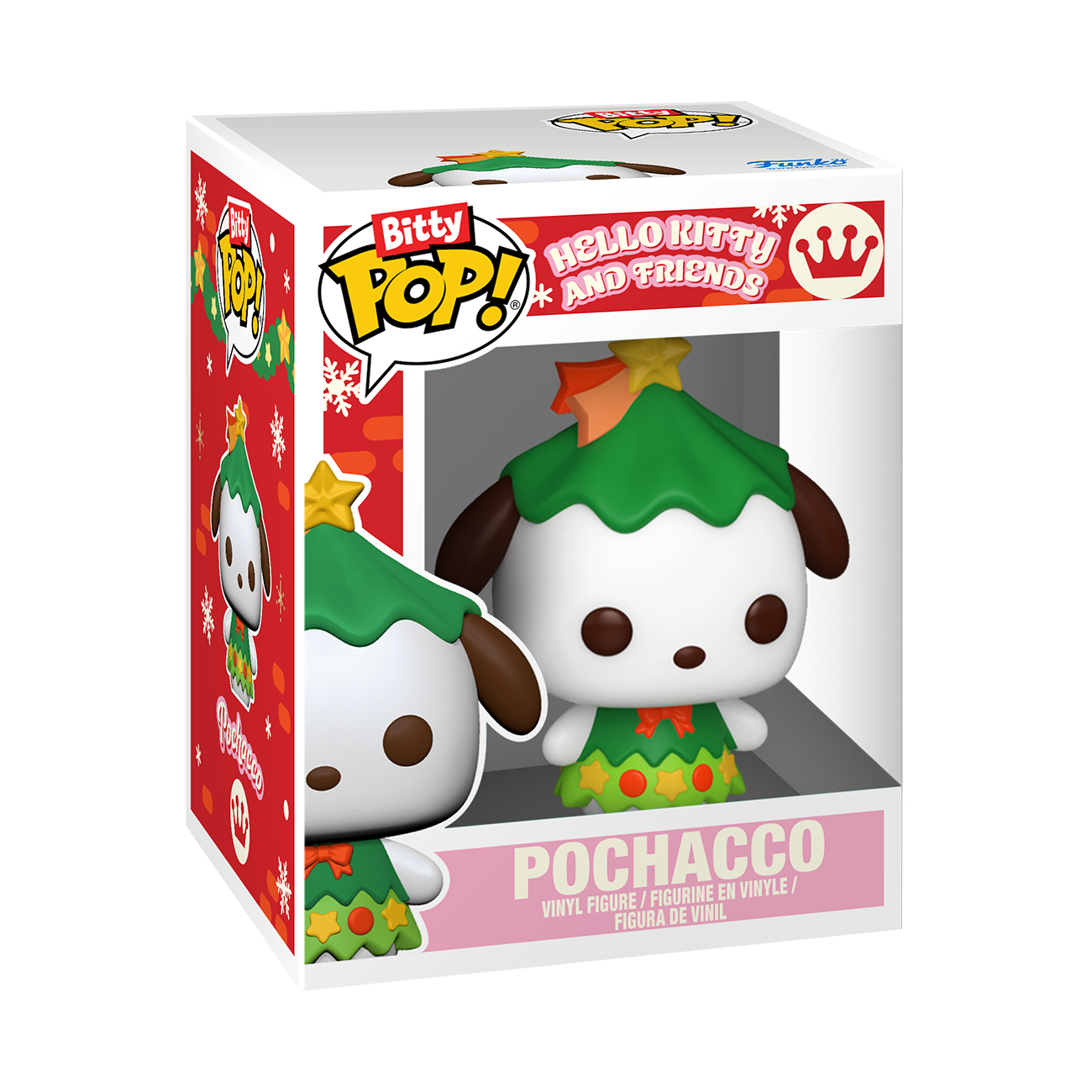 Pochacco-Figur als Weihnachtsbaum in einer "Bitty Pop!"-Box.