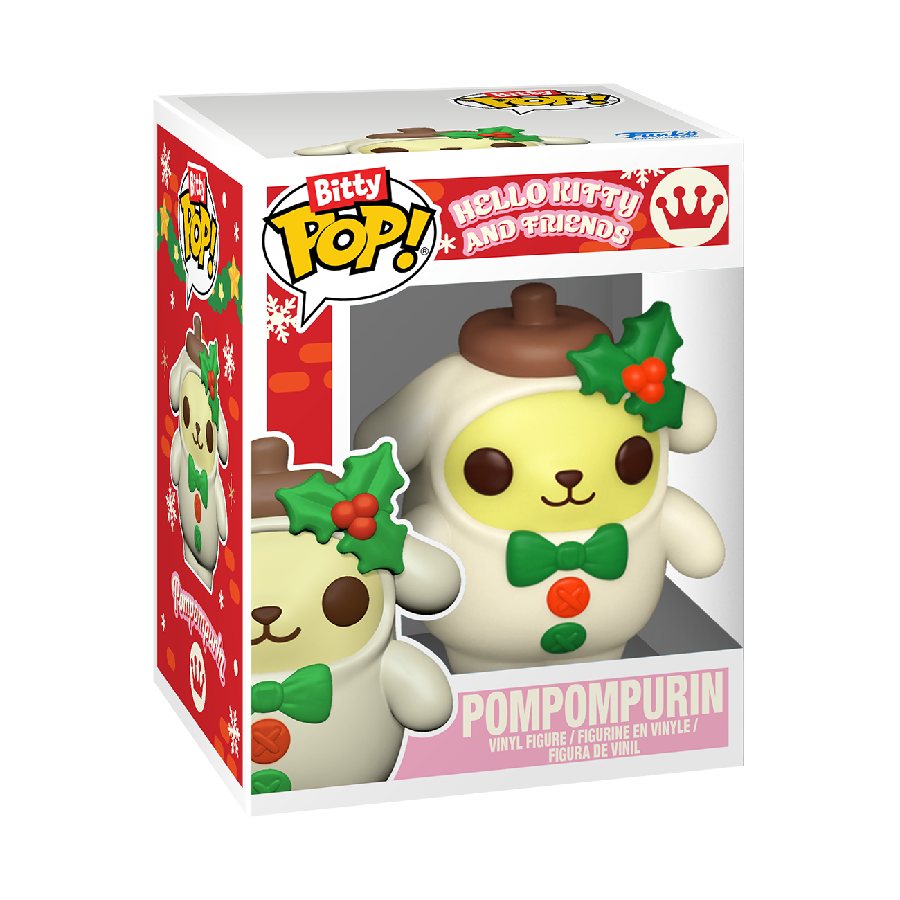 Weihnachts-Pompompurin Vinylfigur im Karton mit Hello Kitty und Freunden.