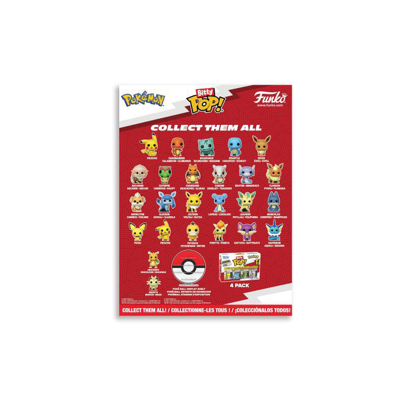 Funko Bitty Pop! Pokemon-Poster mit vielen kleinen Figuren und Pokebällen.