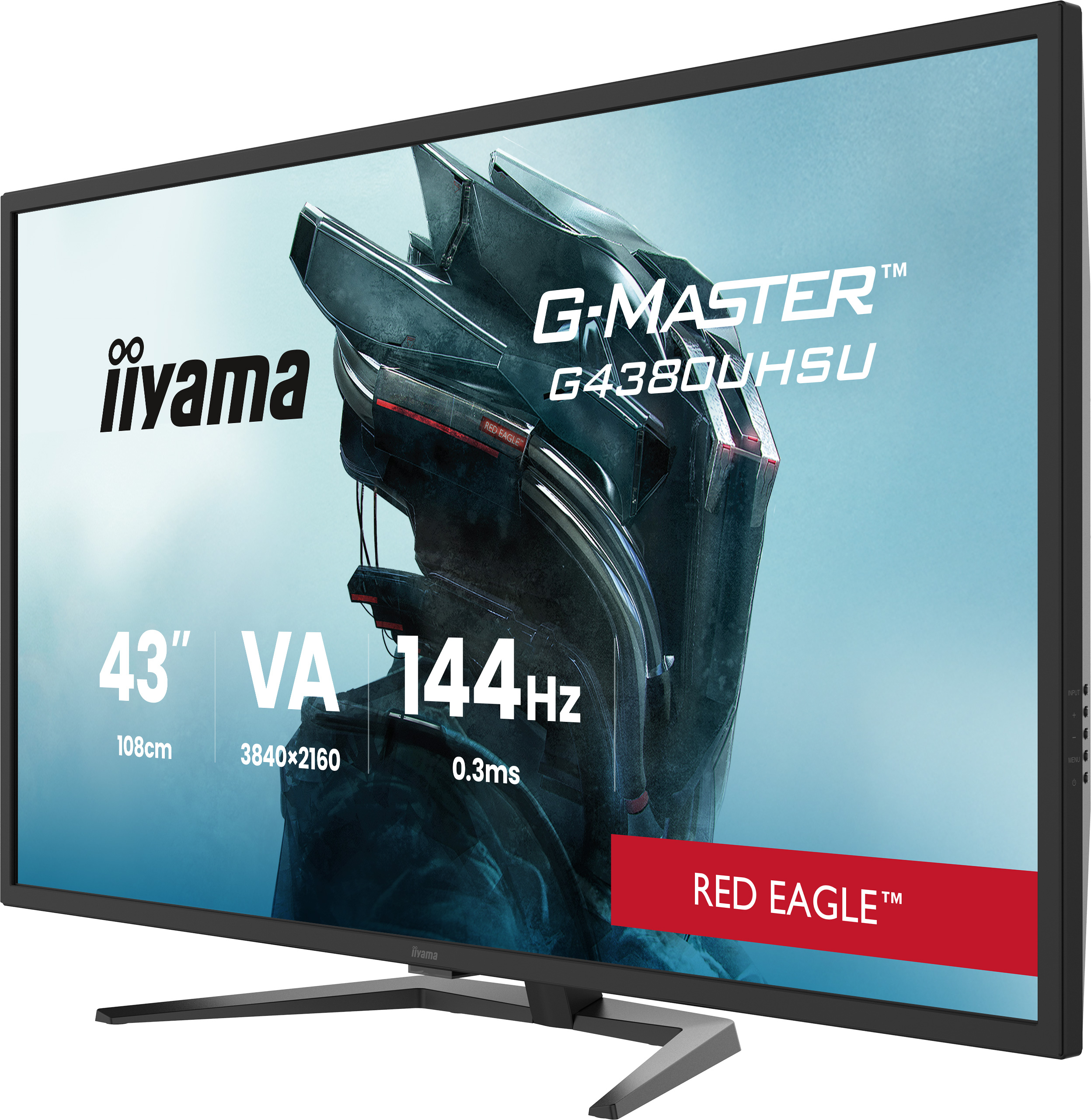 43-calowy monitor Iiyama G-Master z panelem VA i tapetą sci-fi.