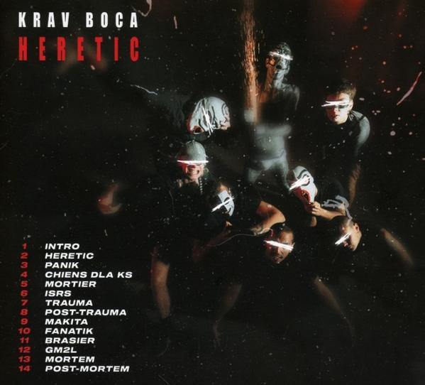 Albumcover mit Bandmitgliedern in dunkler Kleidung und leuchtenden Lichtern.