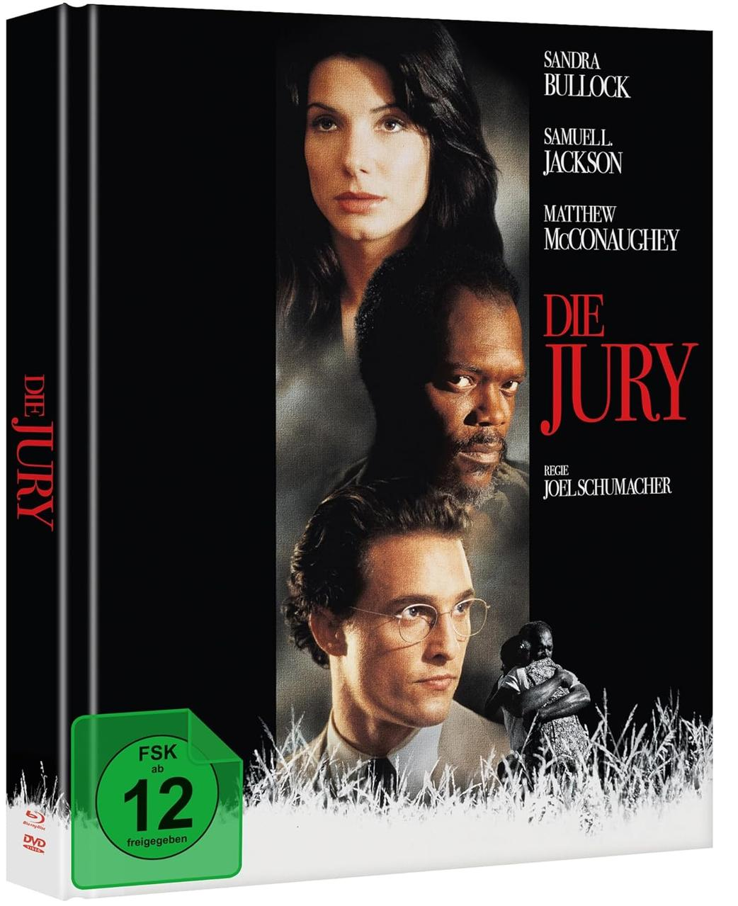 DVD-Cover mit Sandra Bullock, Samuel L. Jackson und Matthew McConaughey. Titel: Die Jury.