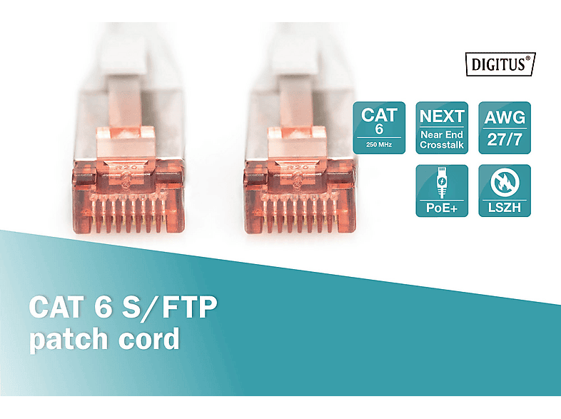 DIGITUS Cat 6 S/FTP Patchkabel, Cu, LSZH AWG 27/7, Länge 0.5 m, Grau; Patchkabel----Patchkabel — Foto 3 von 5
