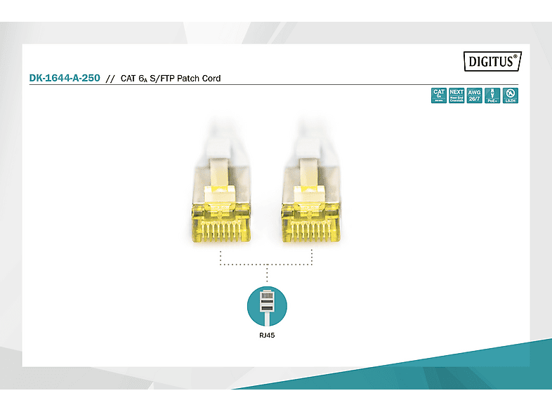 DIGITUS Cat 6A S-FTP Patchkabel, Cu, LSZH AWG 26/7, Länge 25 m, Grau; Patchkabel----Patchkabel — Foto 3 von 4