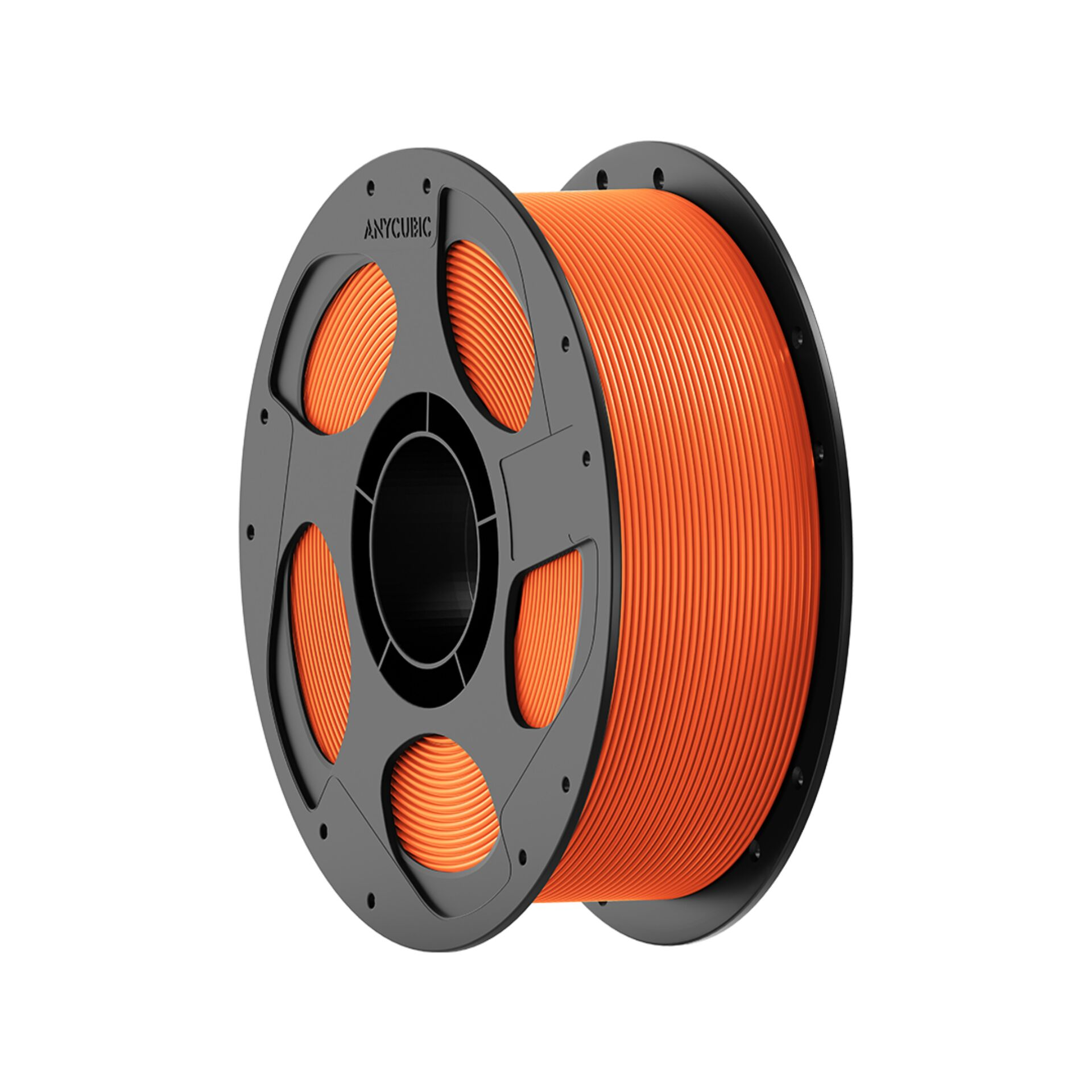 Orange 3D-Druckerfilament auf einer schwarzen Spule mit dem Anycubic-Logo.
