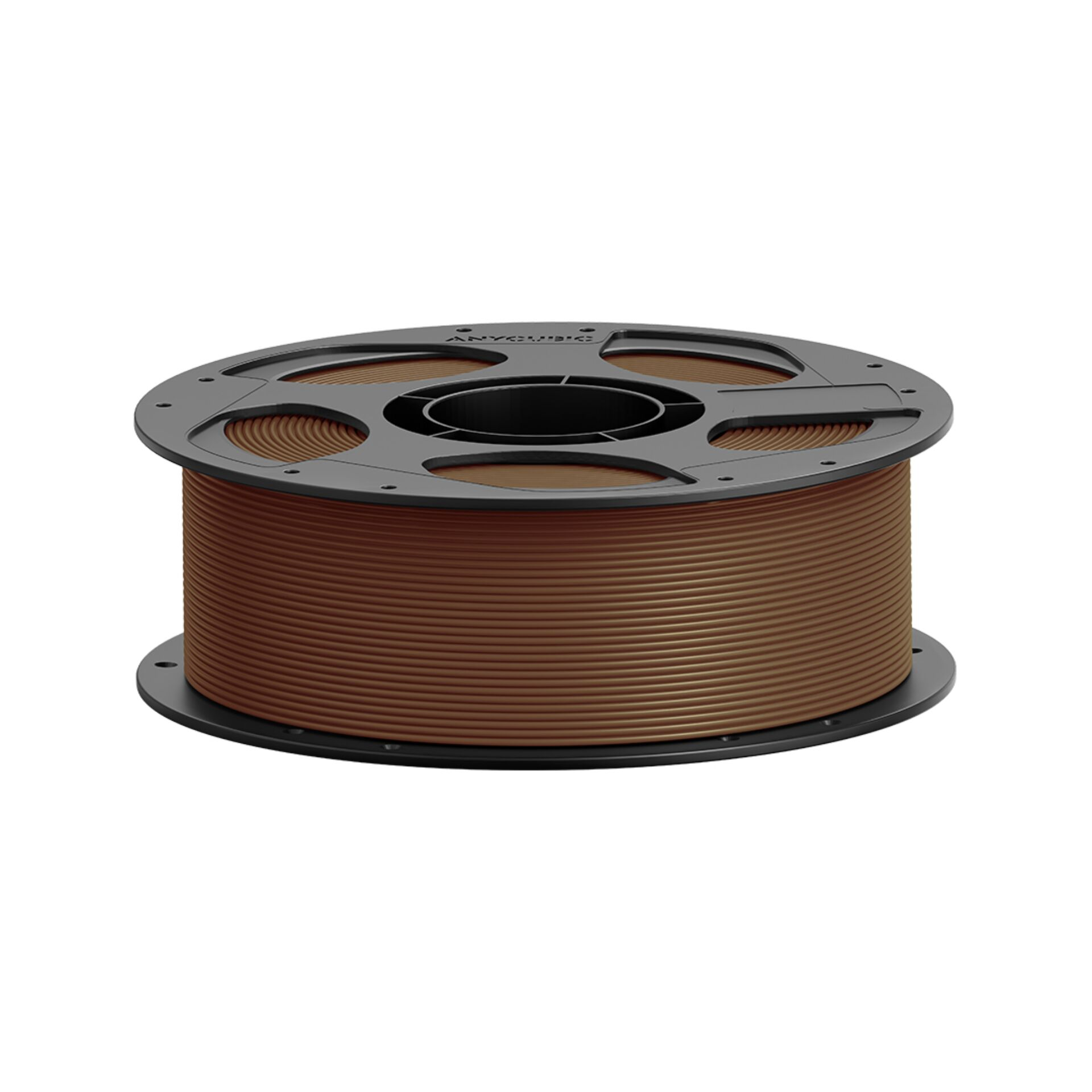 Spule mit braunem 3D-Druck Filament, wei isoliert.