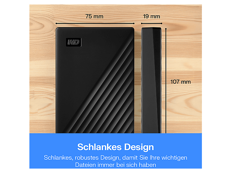 WESTERN DIGITAL 5TB WD My Passport externe Festplatte USB 3.0 (mit Software für Sicherung und Passwortschutz) Schwarz — Foto 3 von 5