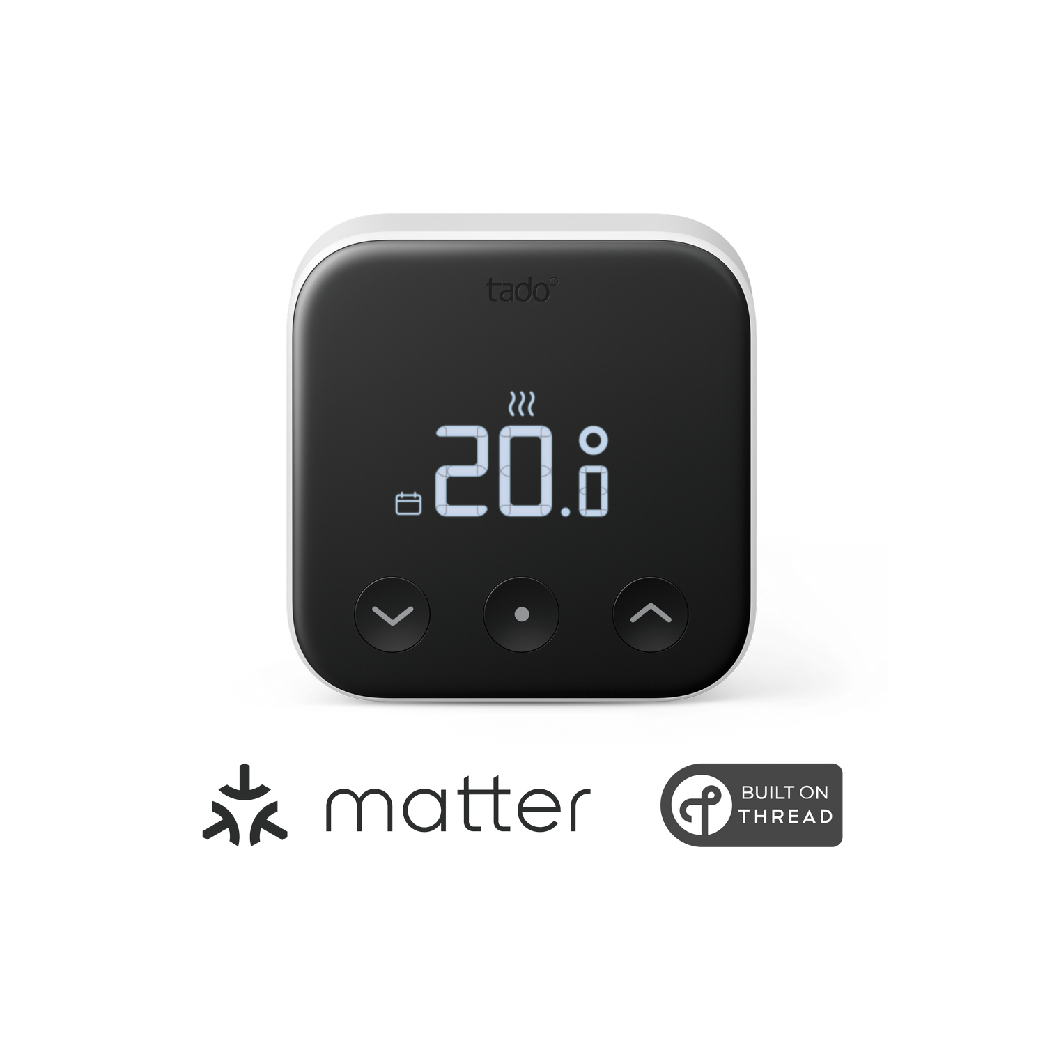 Un termostato tado0 que muestra 20 grados en su pantalla.