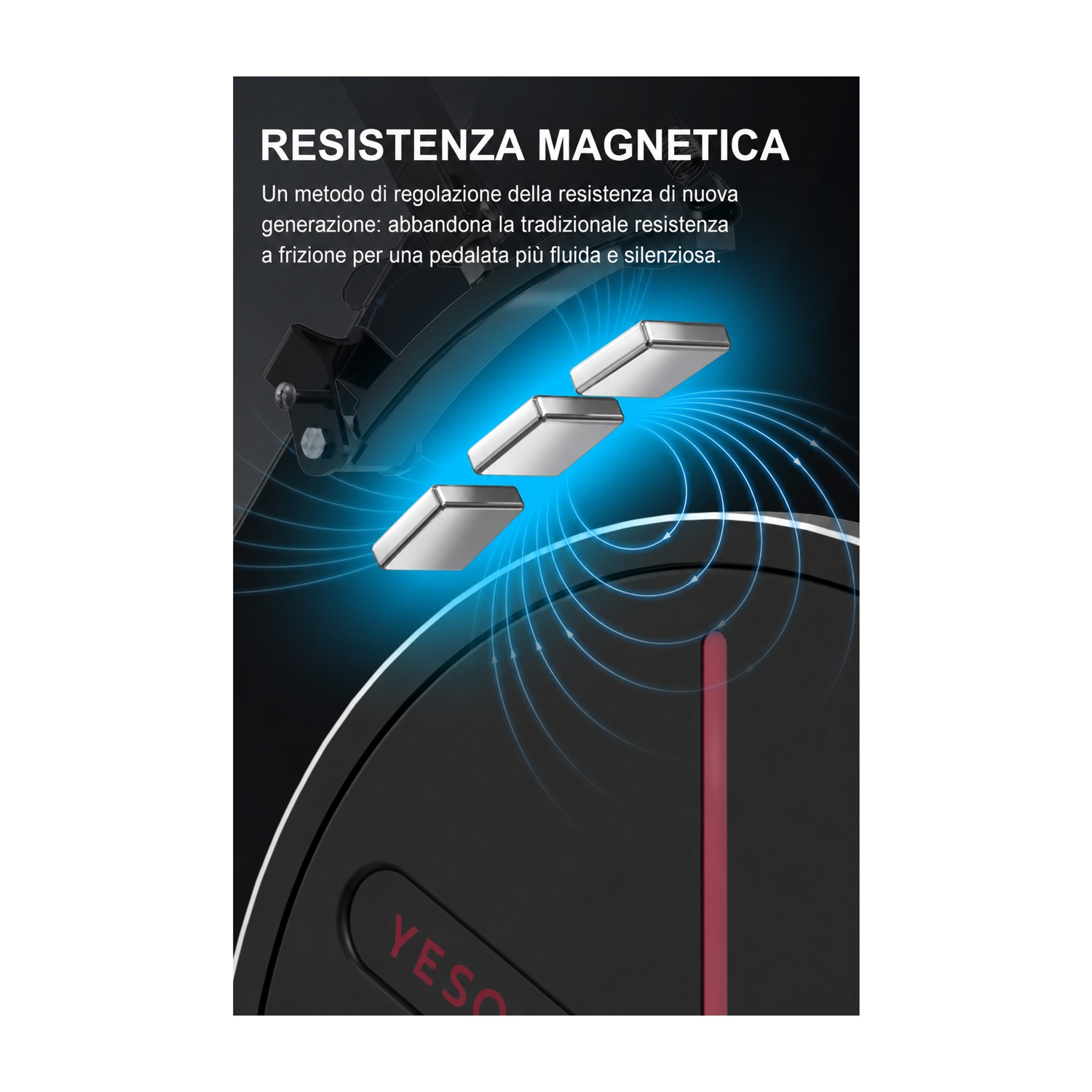 Resistenza magnetica con tre blocchi e linee blu.