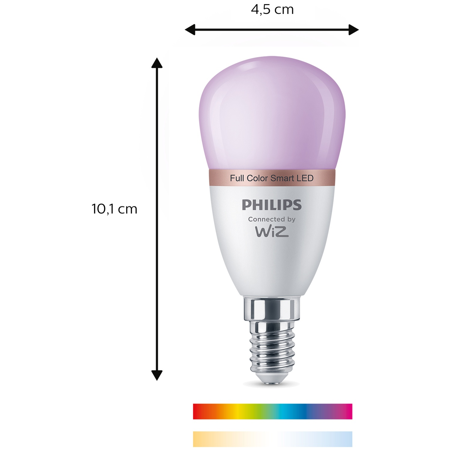 Une ampoule LED intelligente Philips à lumière rose, 10,1 cm de haut.