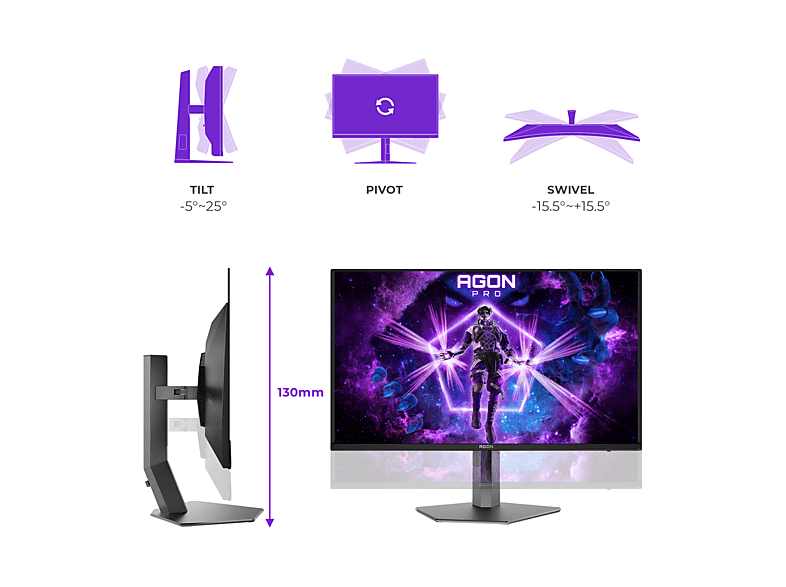 AOC AG326UZD2P 31,5 Zoll Monitor, UHD 4K, 0,03 ms Reaktionszeit, 240 Hz, Schwarz — Foto 2 von 5